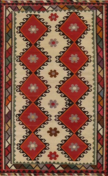 Vegetable Dye Kilim Qashqai Persian Area Rug 5x8