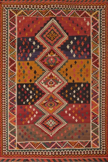 Vegetable Dye Kilim Qashqai Antique Persian Rug 5x8
