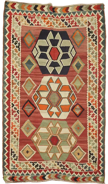 Vegetable Dye Kilim Qashqai Nomadic Persian Rug 4x7