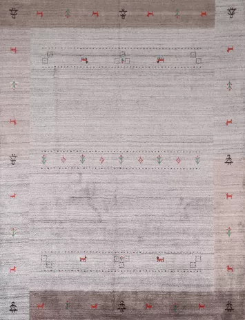 Hand-Knotted Wool Gabbeh Indian Area Rug 7x8