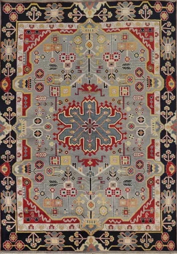 Gray Geometric Kazak Oriental Area Rug 8x10