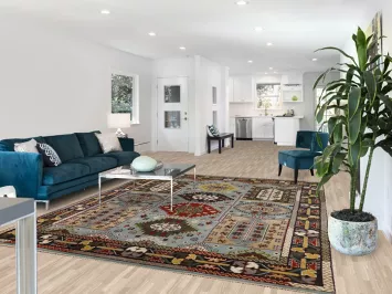 Light Blue Geometric Kazak Indian Area Rug 8x10