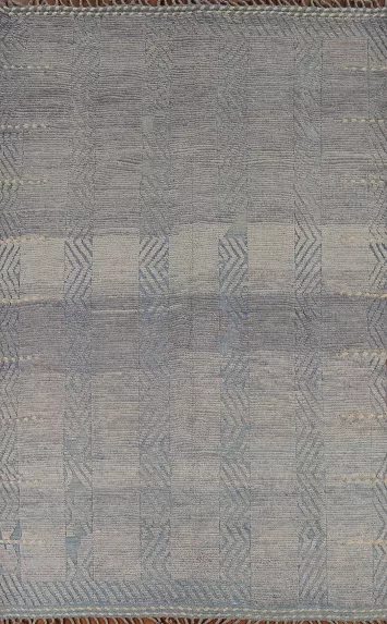 Handmade Gray Striped Moroccan Area Rug 7x11