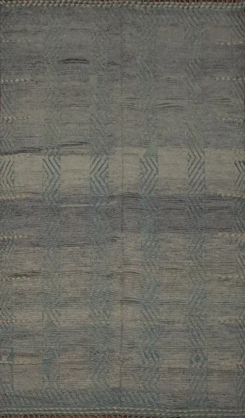 Handmade Gray Striped Moroccan Area Rug 7x11