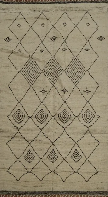 Trellis Wool Handmade Moroccan Living Room Area Rug 5x9