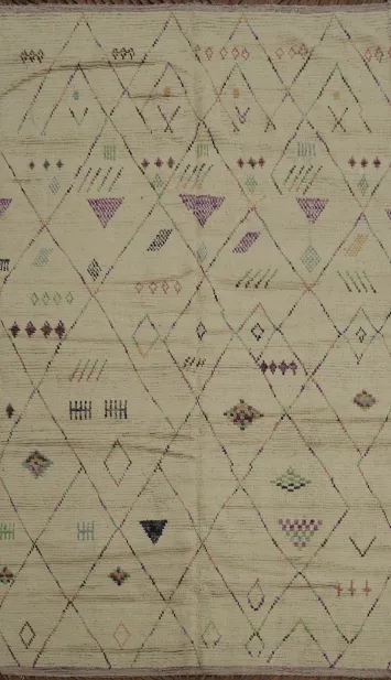Handmade Wool Geometric Moroccan Area Rug 6x10