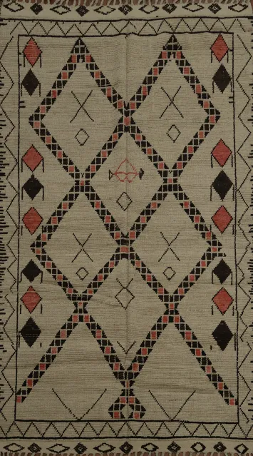Rustic Elegance Ethnic Diamond Design Wool Moroccan Area Rug 6x10