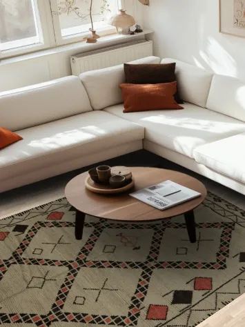 Rustic Elegance Ethnic Diamond Design Wool Moroccan Area Rug 6x10