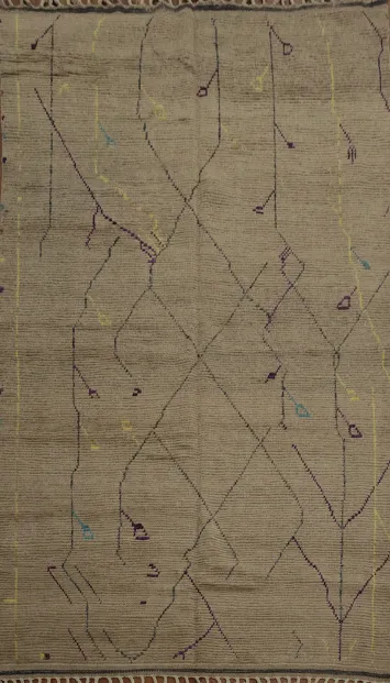 Contemporary Moroccan Area Rug 6x10 with Artistic Linework