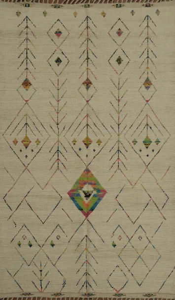 Ivory Geometric Moroccan Oriental Area Rug 6x10