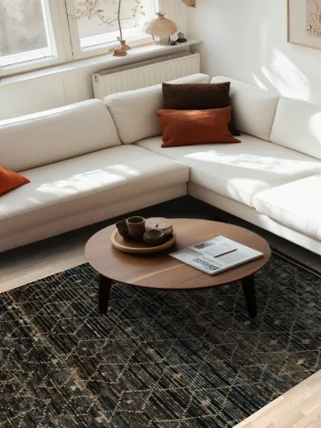 Sophisticated Dark Moroccan Area Rug 6x10 with Textured Patterns