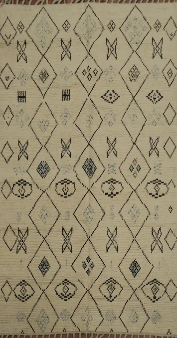 All-Over Ivory Moroccan Oriental Area Rug 5x9