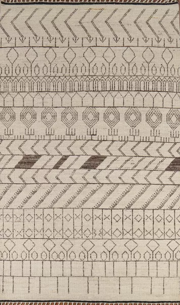 All-Over Ivory Moroccan Oriental Area Rug 7x11