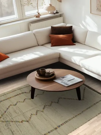 Handmade Ivory Moroccan Oriental Area Rug 5x8