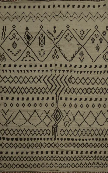 All-Over Ivory Moroccan Oriental Area Rug 7x11