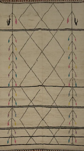 Ivory Wool Handmade Moroccan Area Rug 6x10