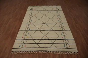 Ivory Wool Handmade Moroccan Area Rug 6x10