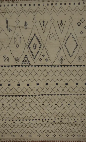 Artisan Moroccan Area Rug 7x11 with Tribal Patterns and Textures