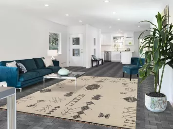 Ivory Wool Geometric Moroccan Area Rug 7x11