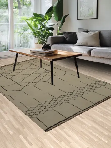 Authentic Moroccan Area Rug 6x10 Featuring Unique Patterned Lines