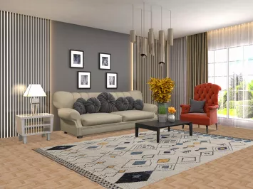 Geometric Wool Moroccan Oriental Area Rug 6x9