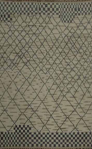 Refined Lattice Patterns on a Moroccan Area Rug 8x11