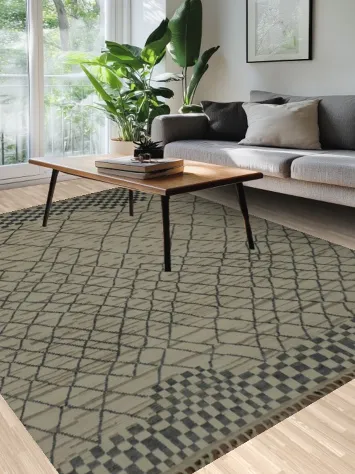 Refined Lattice Patterns on a Moroccan Area Rug 8x11