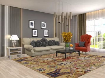 All-Over Geometric Kazak Oriental Area Rug 8x10