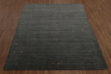 Elegance in Simplicity Dark Minimalist Gabbeh Area Rug 8x10