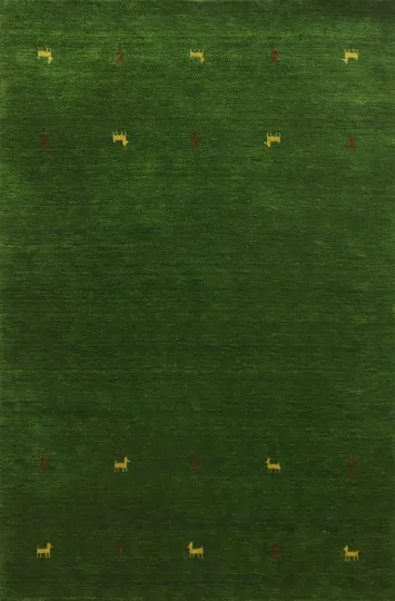 Tribal Green Wool Gabbeh Indian Area Rug 5x8