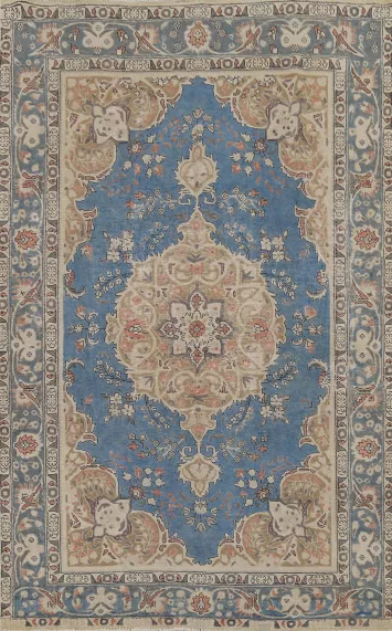 Over-Dyed Blue Tabriz Persian Area Rug 7x10