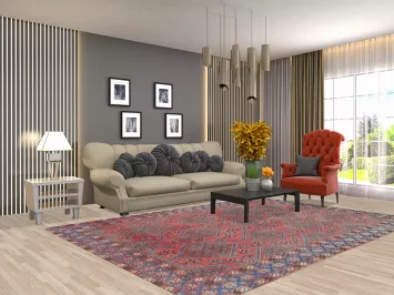 All-Over Geometric Bakhtiari Persian Area Rug 7x9