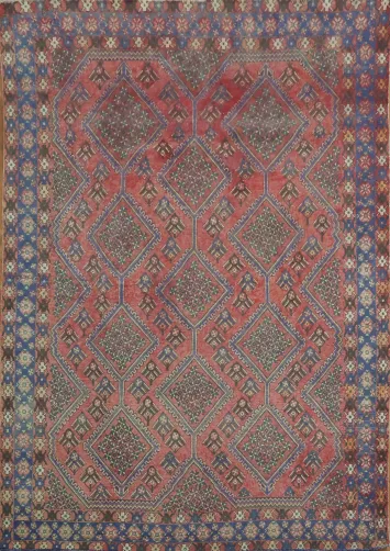 All-Over Geometric Bakhtiari Persian Area Rug 7x9
