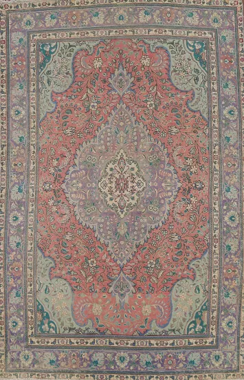 Hand-Knotted Wool Pink Tabriz Persian Area Rug 7x10