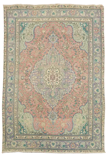 Hand-Knotted Wool Pink Tabriz Persian Area Rug 7x10