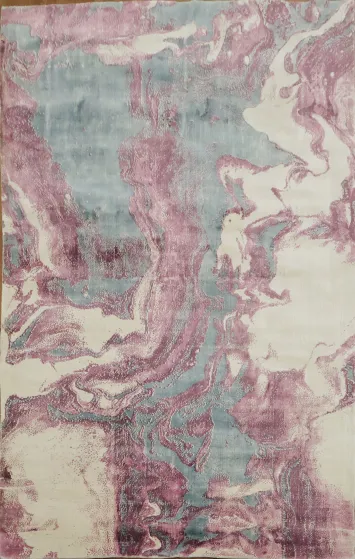 Contemporary Wool Abstract Indian Area Rug 5x8