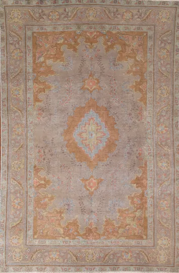 Brown & Orange Tabriz Persian Area Rug 6x10