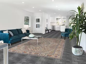 Vintage Ivory Floral Tabriz Persian Area Rug 7x10