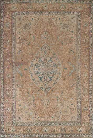 Light Brown Wool Tabriz Persian Area Rug 7x10
