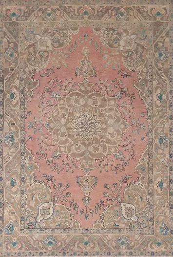 Handmade Pink Wool Tabriz Persian Area Rug 7x10