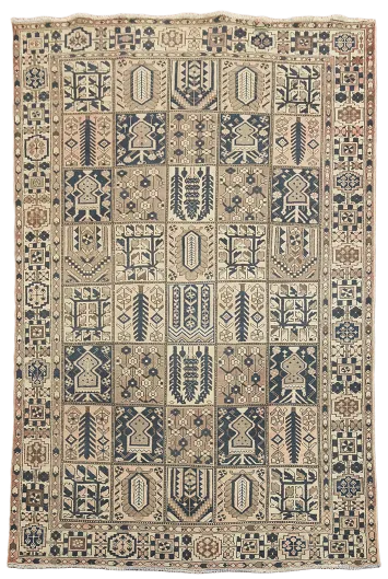 Elegant geometric patterns with vintage charm Bakhtiari Persian Rug 7x10 ft