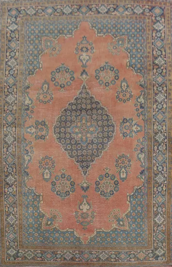 Handmade Wool Vintage Tabriz Persian Area Rug 7x10