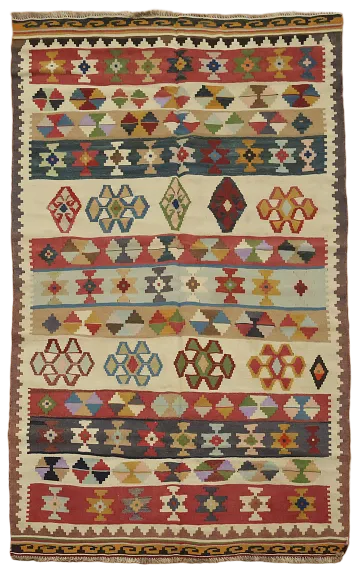 Vegetable Dye Wool Kilim Qashqai Persian Rug 5x7
