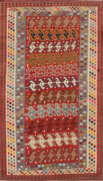 Vegetable Dye Kilim Qashqai Persian Area Rug 5x10