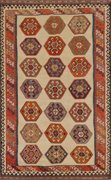 Vegetable Dye Kilim Qashqai Persian Area Rug 5x8