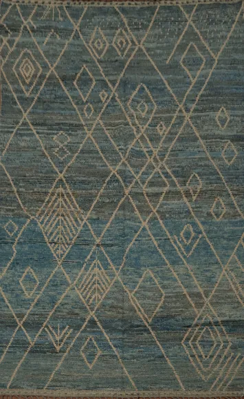 Hand-Knotted Wool Moroccan Area Rug 7x11