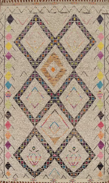 Geometric Wool Moroccan Oriental Area Rug 6x10