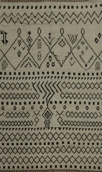 Ivory Trellis Wool Moroccan Living Room Rug 7x10