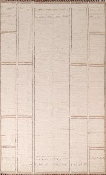 Handmade Ivory Moroccan Oriental Area Rug 7x11