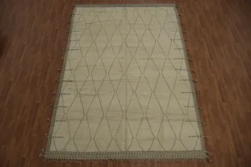 All-Over Trellis Ivory Moroccan Wool Area Rug 9x13